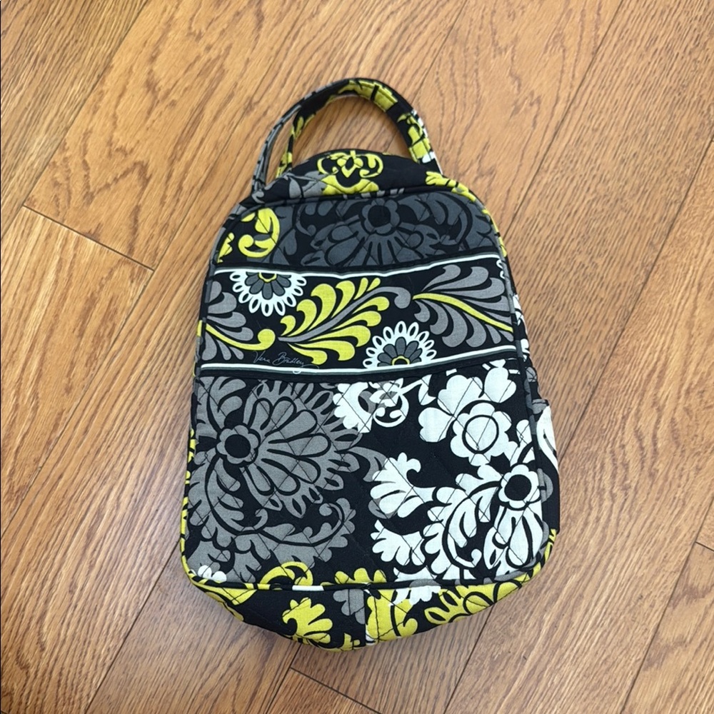 Vera Bradley Black and Yellow Lunchbag with Vibrant Floral Design